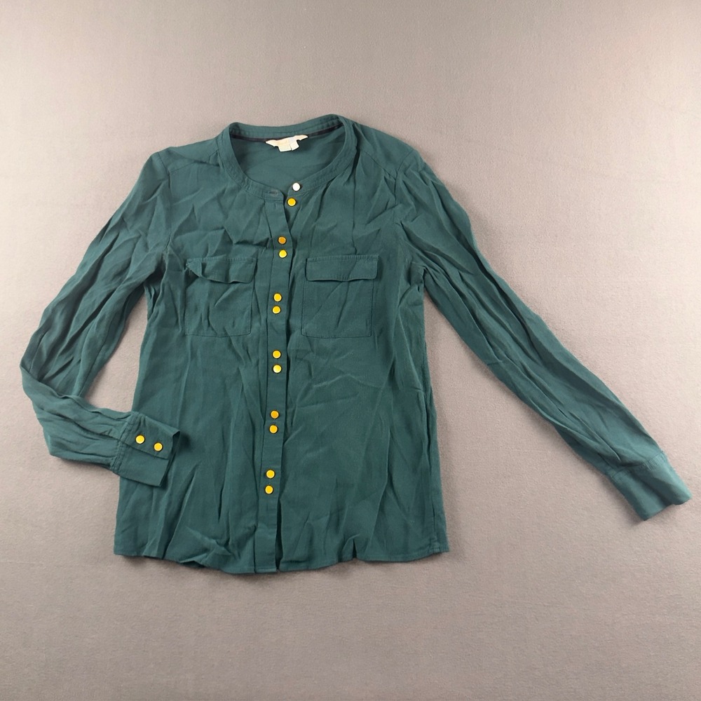 Boden Women Dark Teal Green Viscose Long Sleeve Button Up Blouse Top Size US 4